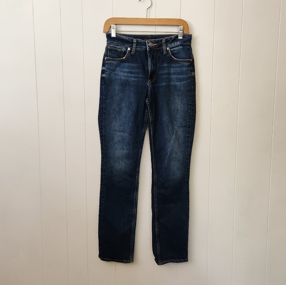 Silver Jeans Avery Straight Leg Dark Wash High Waisted Rise Stretchy Size 27 - Picture 2 of 12